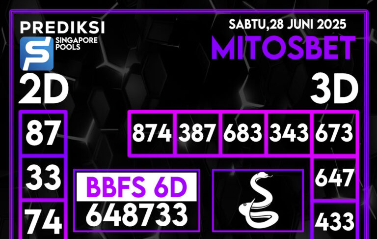 Prediksi SGP4D Hari Ini 28 Juni 2025