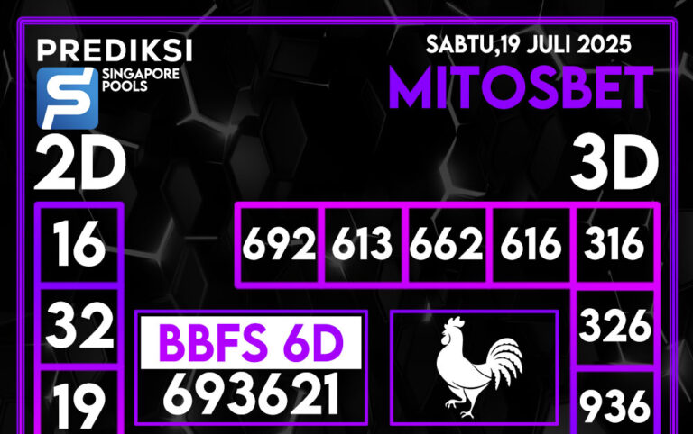 Prediksi SGP4D Hari Ini 19 Juli 2025
