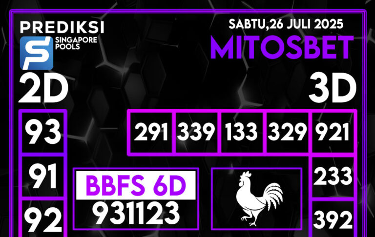 Prediksi SGP4D Hari Ini 26 Juli 2025