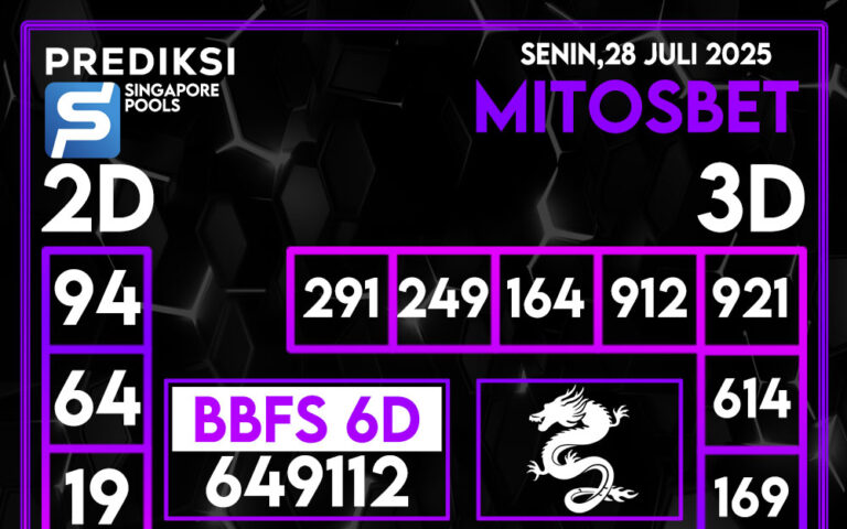 Prediksi SGP4D Hari Ini 28 Juli 2025