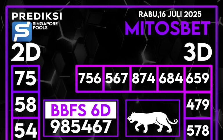 Prediksi SGP4D Hari Ini 15 Juli 2025