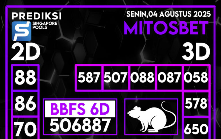 Prediksi SGP4D Hari Ini 04 Agustus 2025